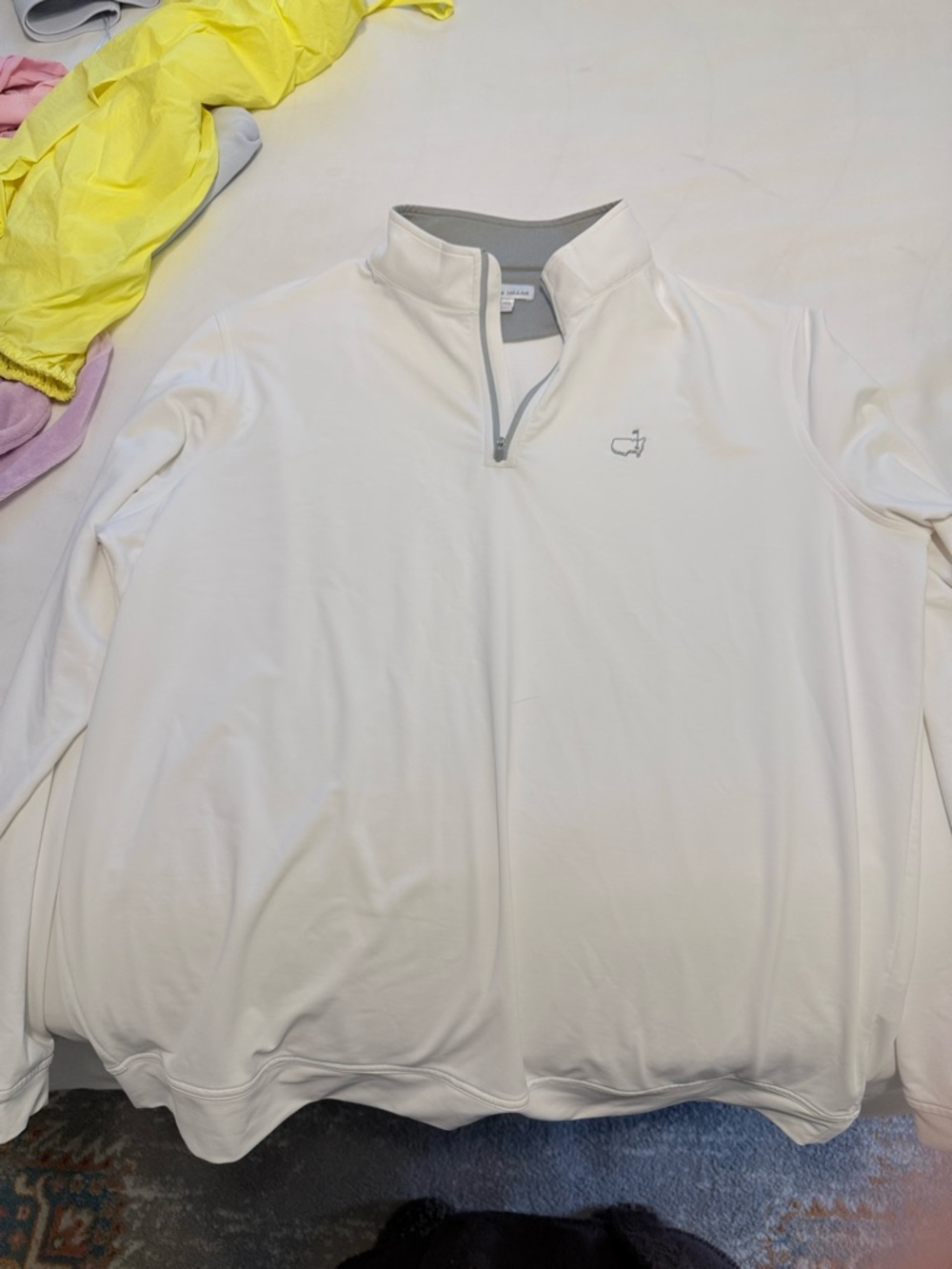 MASTERS !!! Peter Millar White Quarter Zip pullover
